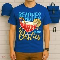 Island Party Beach Bachelorette Gift Beaches Booze And Besties Meaningful Gift T-Shirt thumb 6