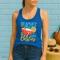 Island Party Beach Bachelorette Gift Beaches Booze And Besties Meaningful Gift Women's Tank Top thumb 2