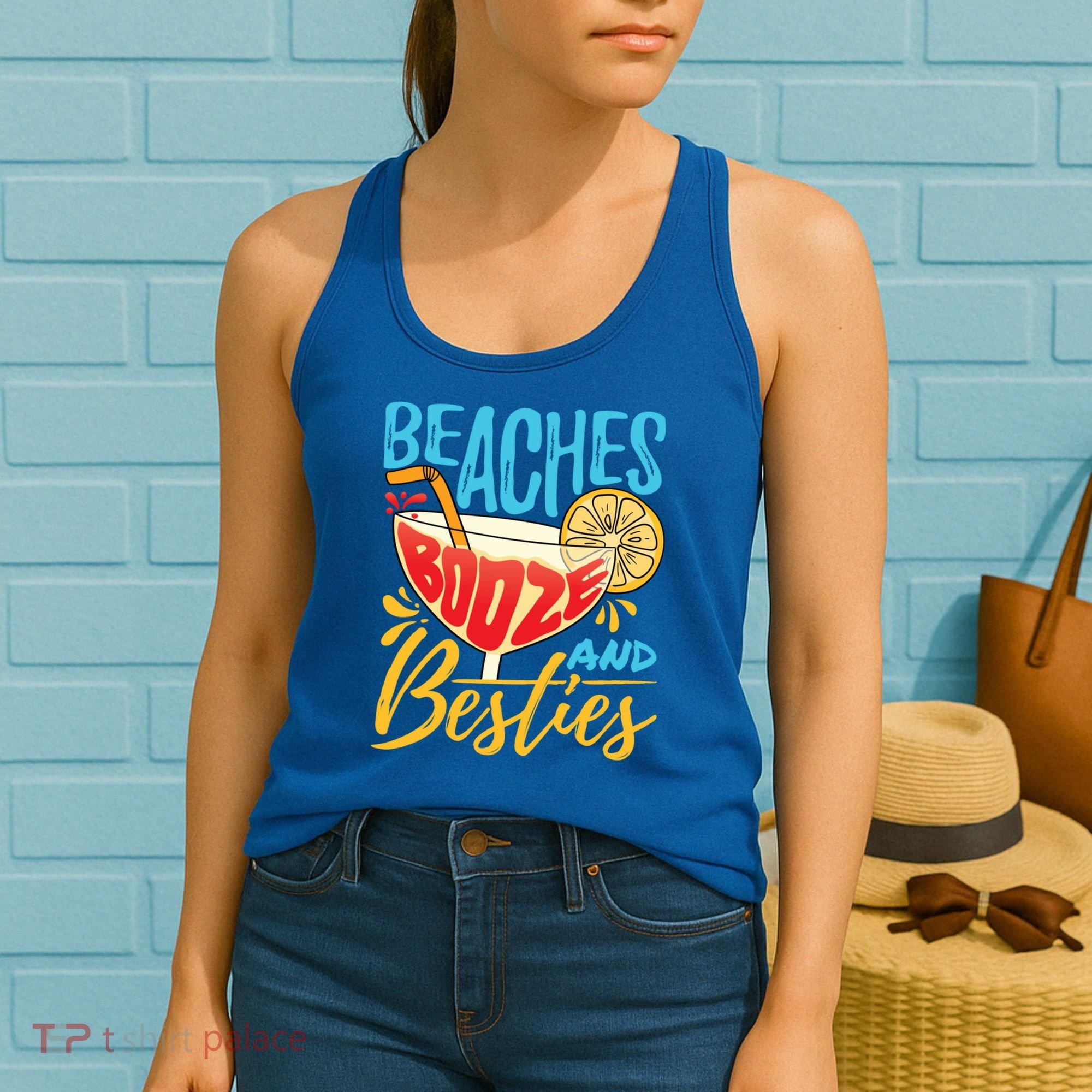Island Party Beach Bachelorette Gift Beaches Booze And Besties Meaningful Gift Women's Tank Top