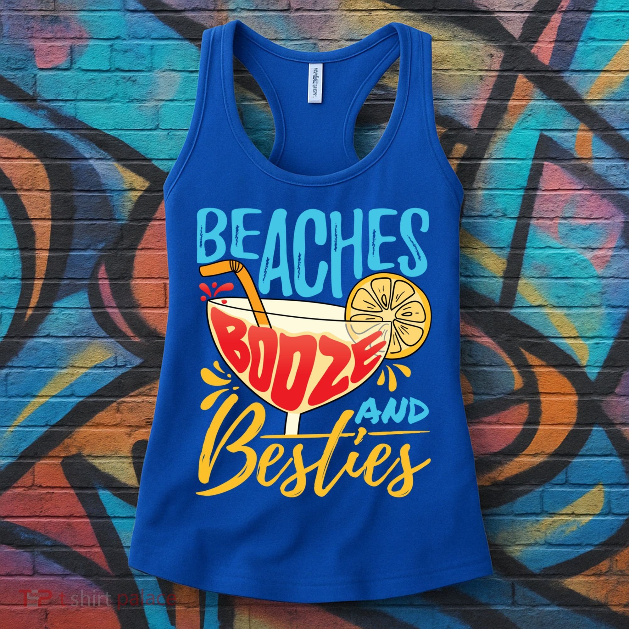 Island Party Beach Bachelorette Gift Beaches Booze And Besties Meaningful Gift Women's Tank Top