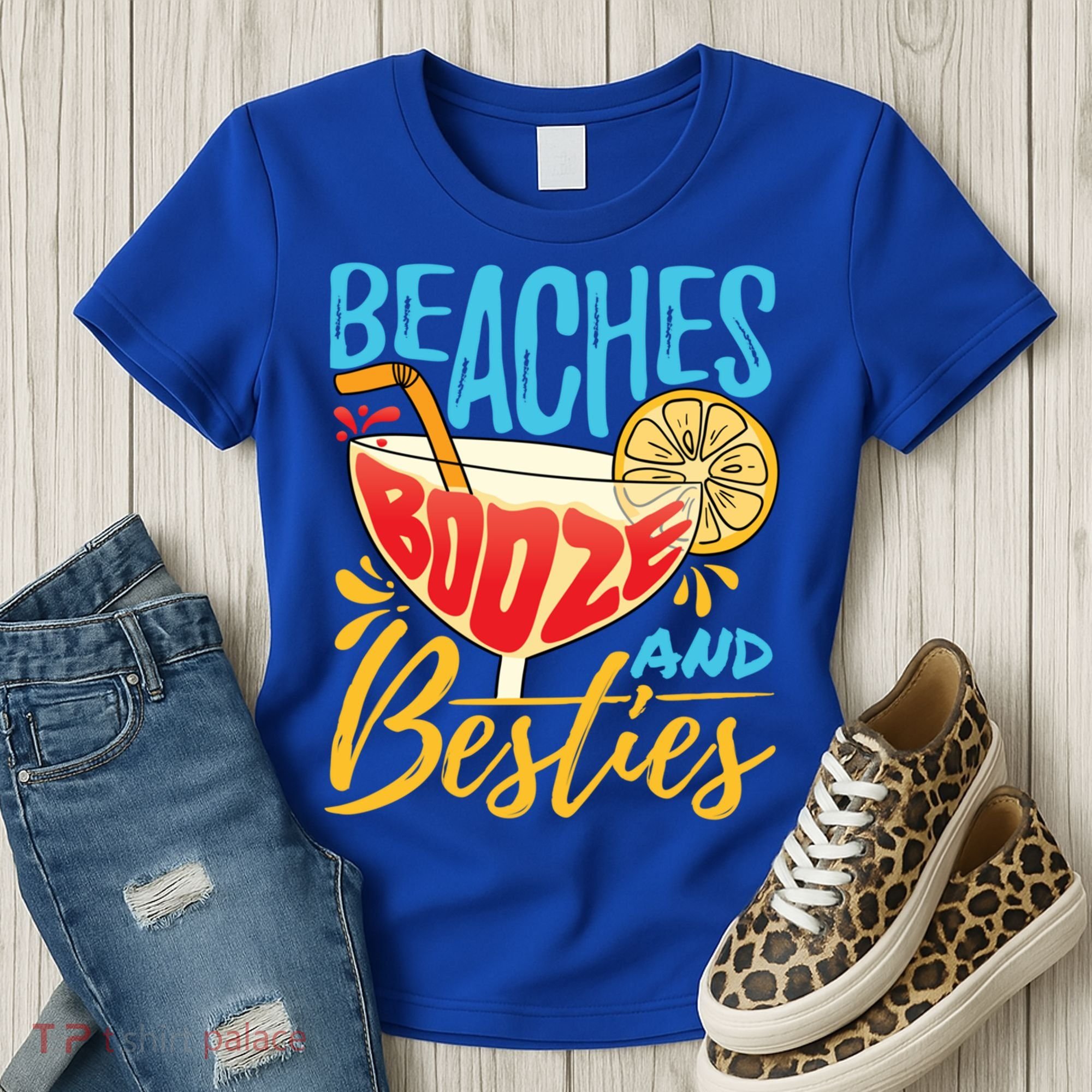 Island Party Beach Bachelorette Gift Beaches Booze And Besties Meaningful Gift Women's T-Shirt