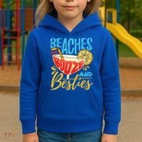 Island Party Beach Bachelorette Gift Beaches Booze And Besties Meaningful Gift Kids Hoodie thumb 3