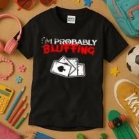 I'm Probably Bluffing Funny Poker Game Player Kids T-Shirt thumb 3