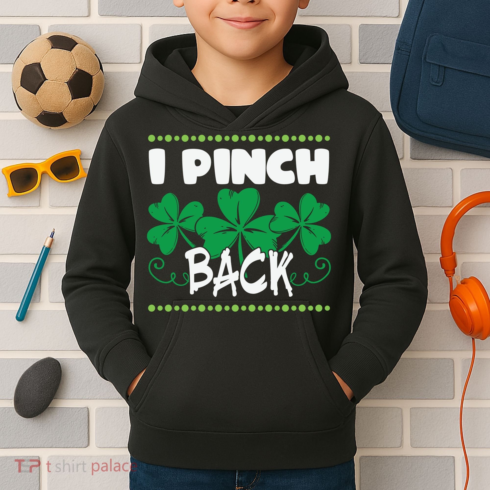 I Pinch Back Shamrock Funny St Patricks Day Kids Hoodie