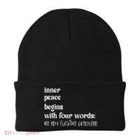 Inner Peace Begins With Four Words Beanie thumb 0