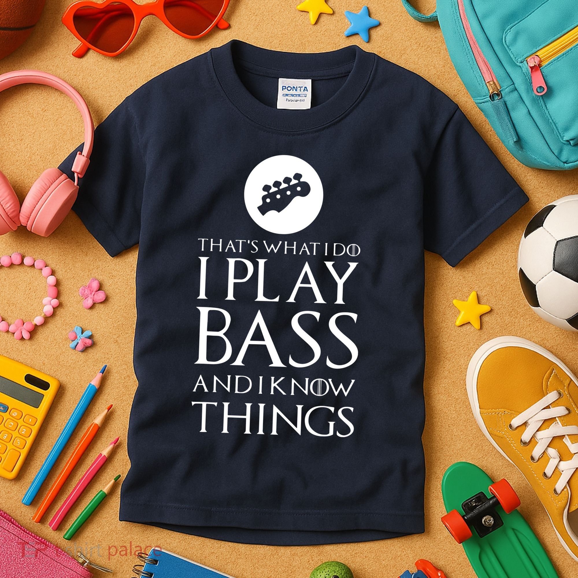 I Play Bass Funny Bass Guitar Kids T-Shirt
