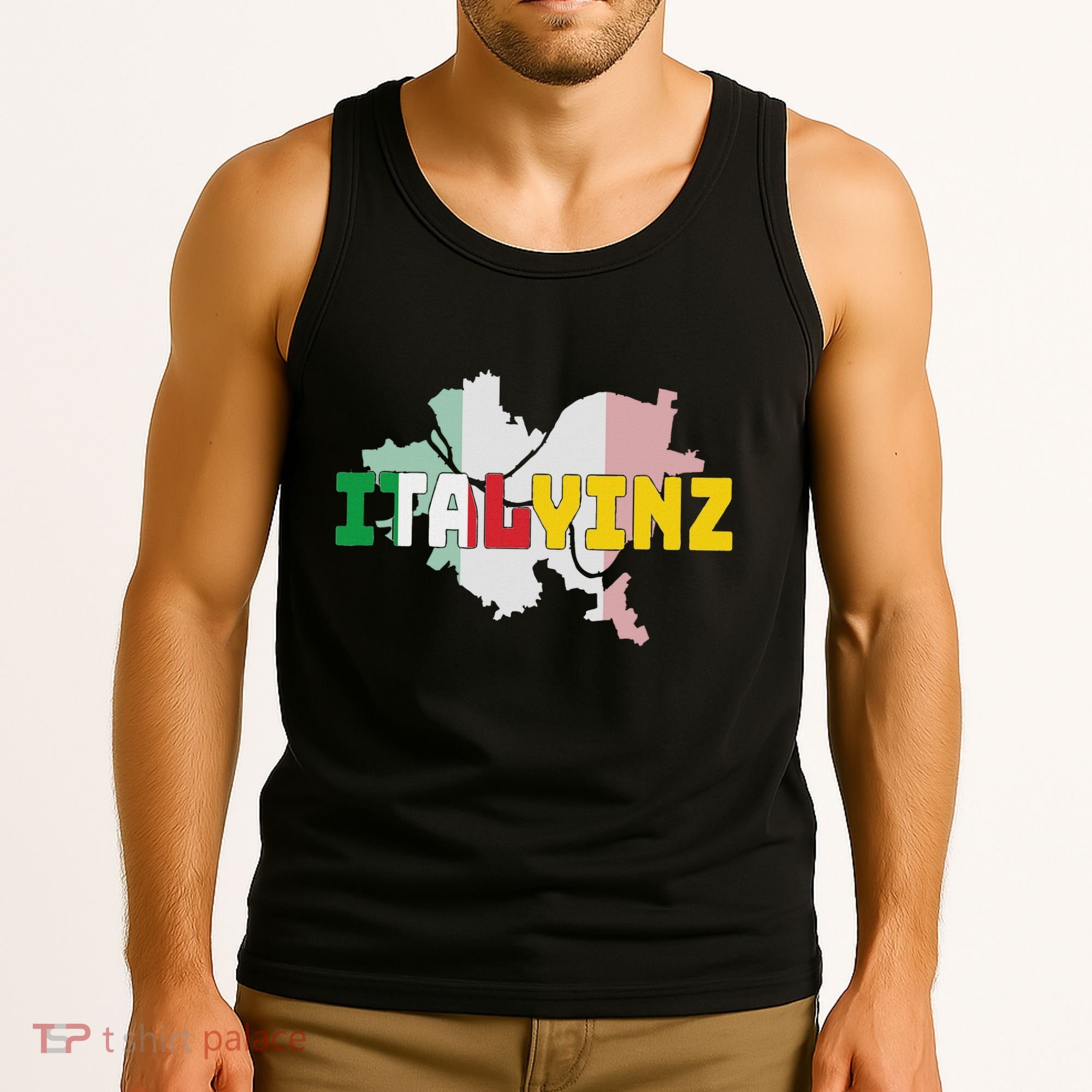 Italyinz Pittsburgh Black And Gold Italian Flag Tank Top