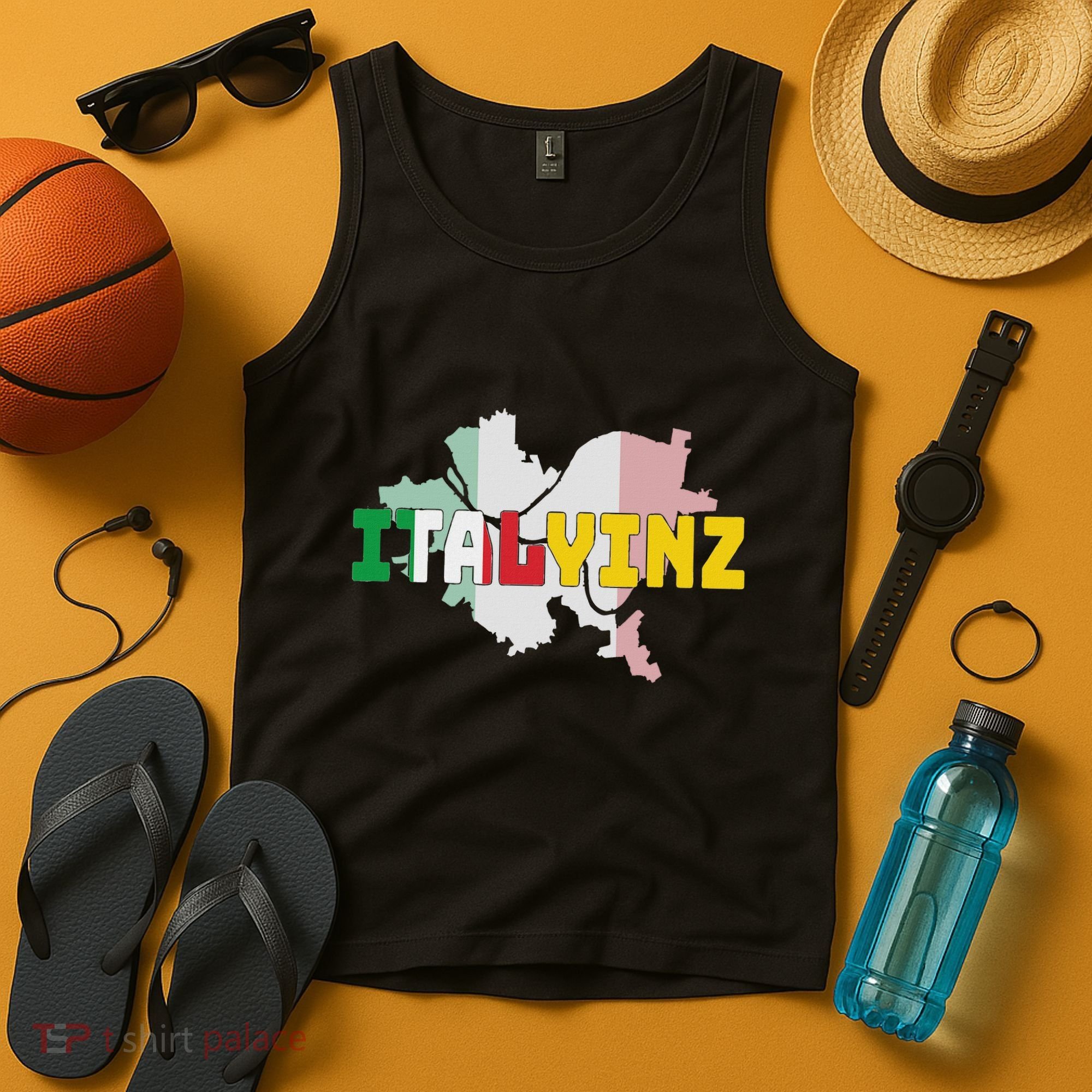 Italyinz Pittsburgh Black And Gold Italian Flag Tank Top