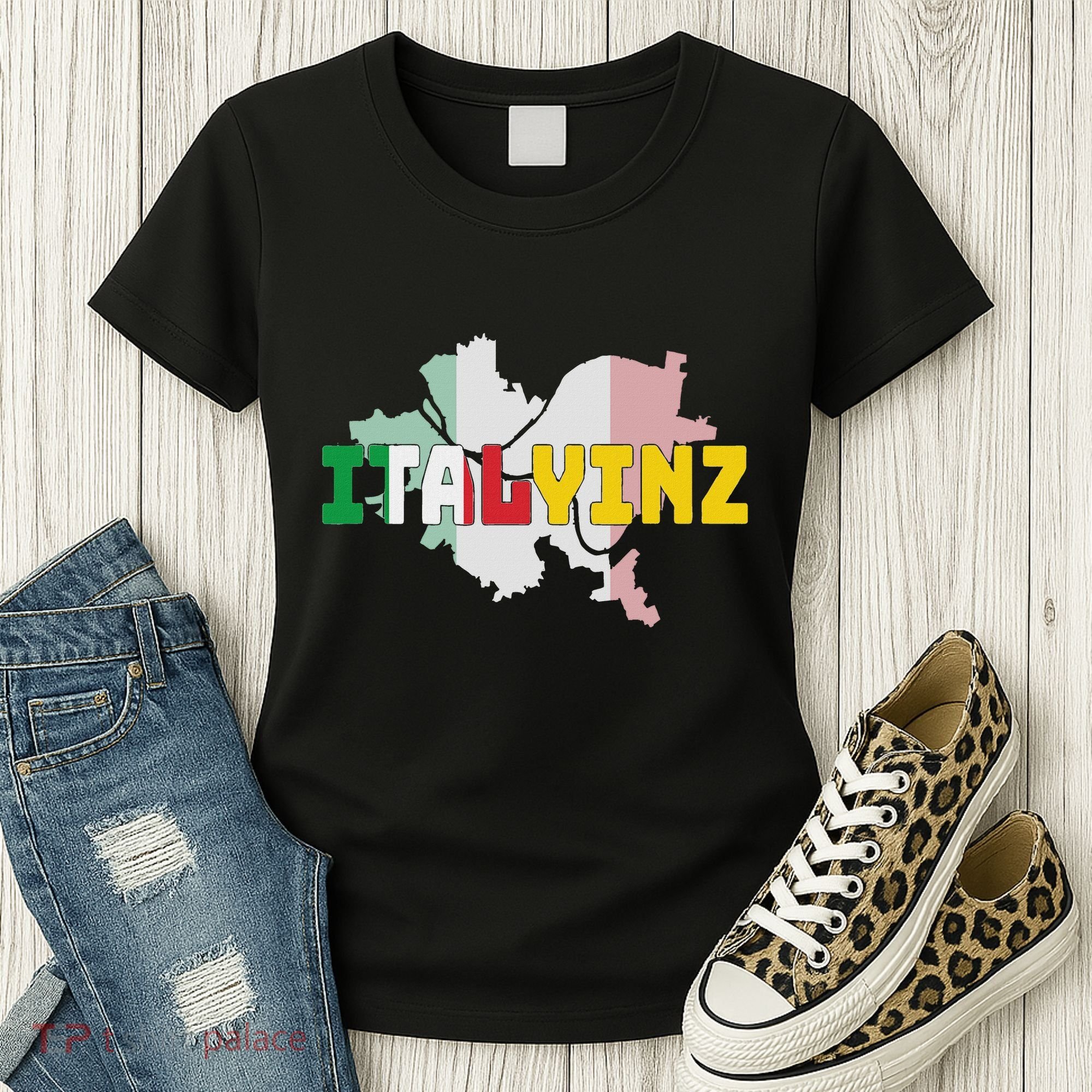 Italyinz Pittsburgh Black And Gold Italian Flag Women's T-Shirt