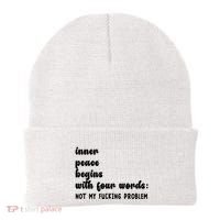 Inner Peace Begins With Four Words Hilarious Joke Beanie thumb 0