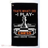 I Play Chess And I Know Things Chess Player Chess Board Meaningful Gift Golf Towel thumb 0