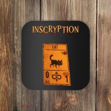 Inscryption Psychological Cat Card Game Halloween Scary Coaster