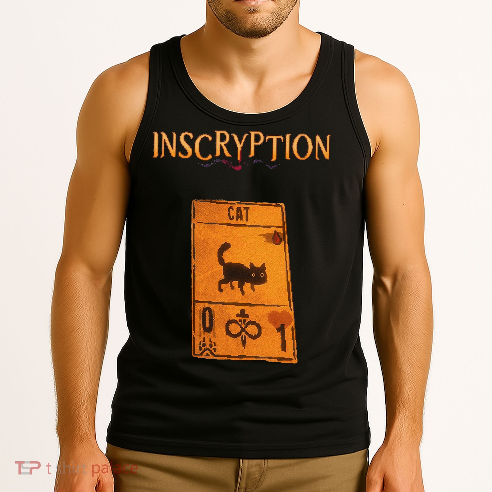 Inscryption Psychological Cat Card Game Halloween Scary Tank Top