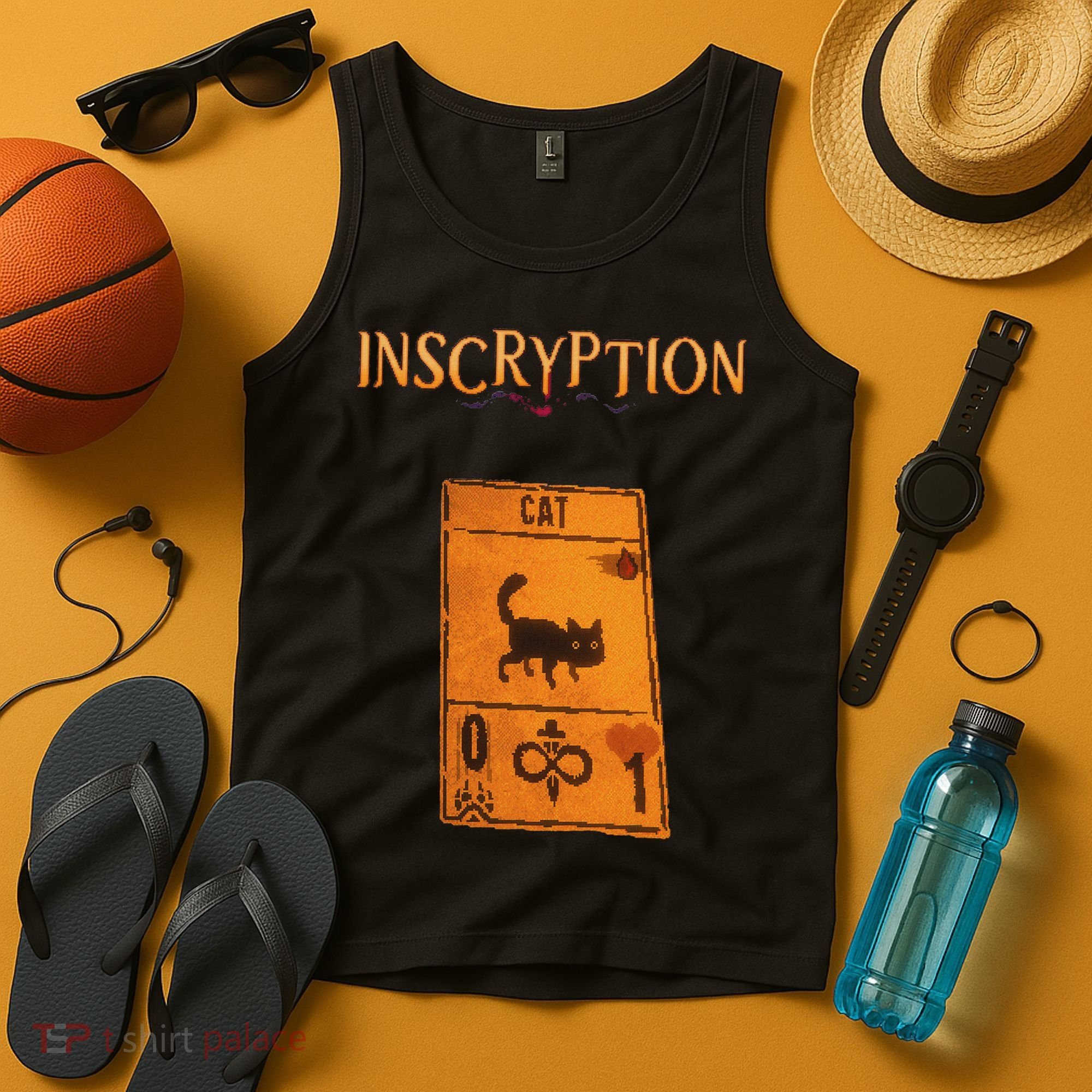 Inscryption Psychological Cat Card Game Halloween Scary Tank Top