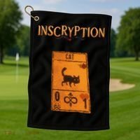 Inscryption Psychological Cat Card Game Halloween Scary Golf Towel thumb 1