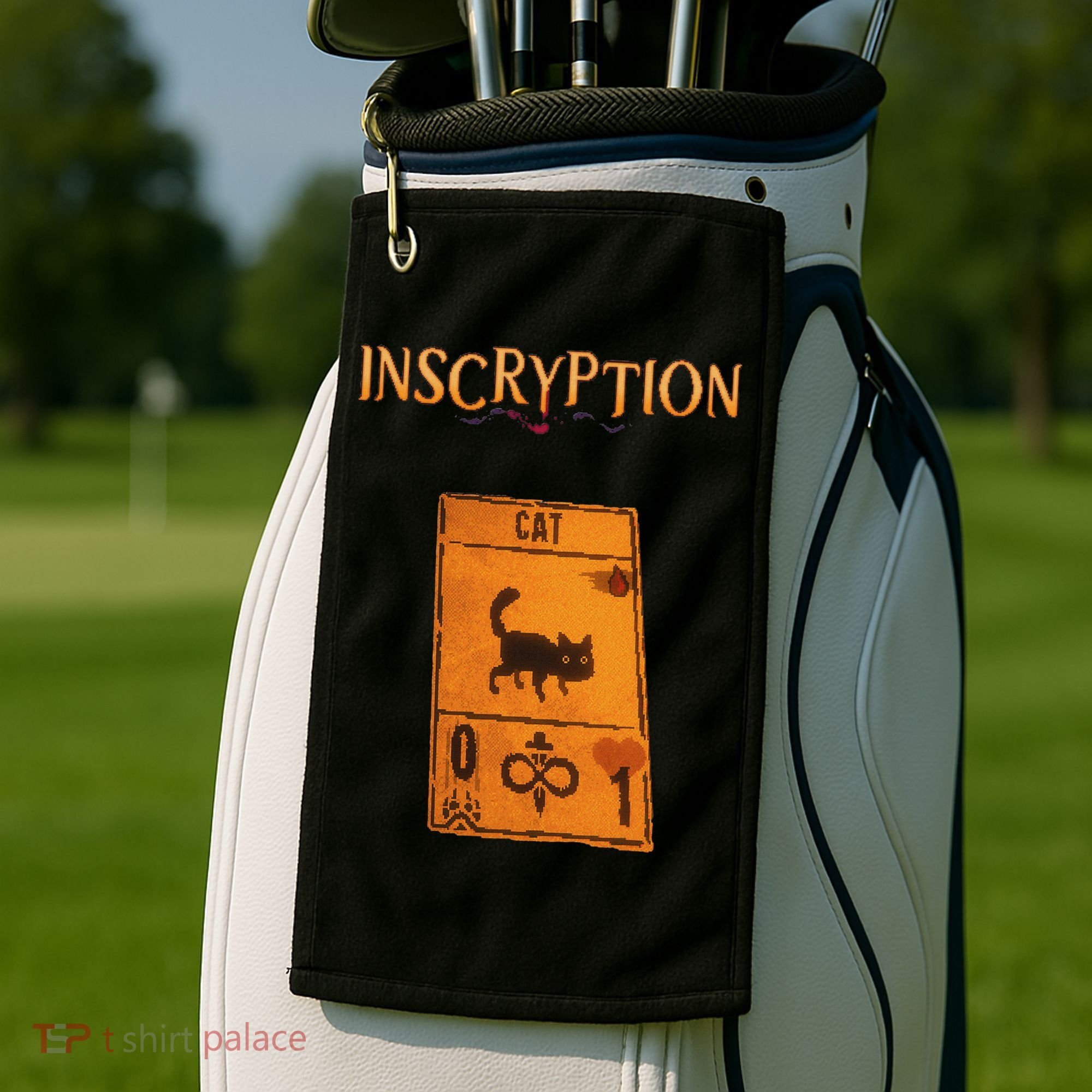 Inscryption Psychological Cat Card Game Halloween Scary Golf Towel
