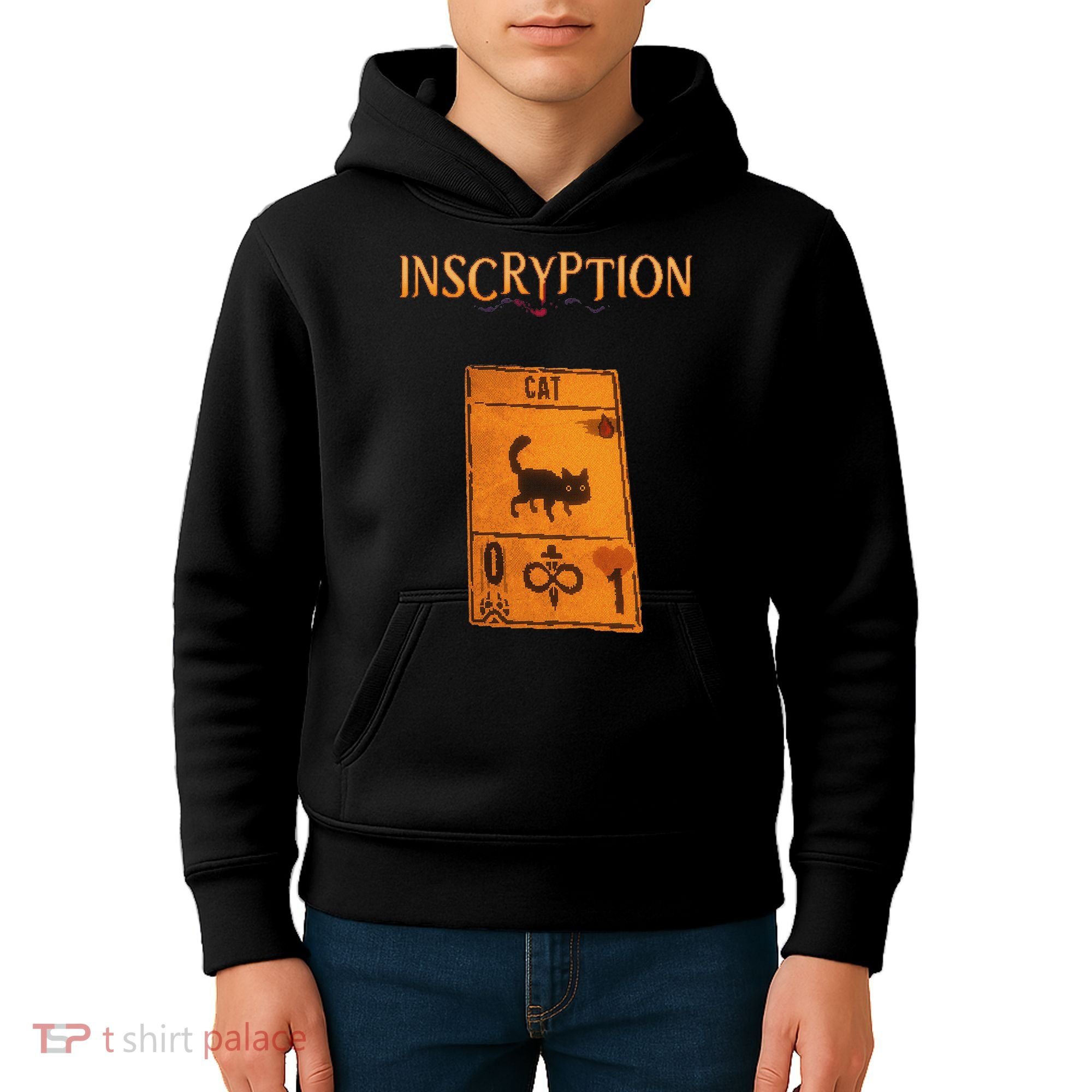 Inscryption Psychological Cat Card Game Halloween Scary Kids Hoodie