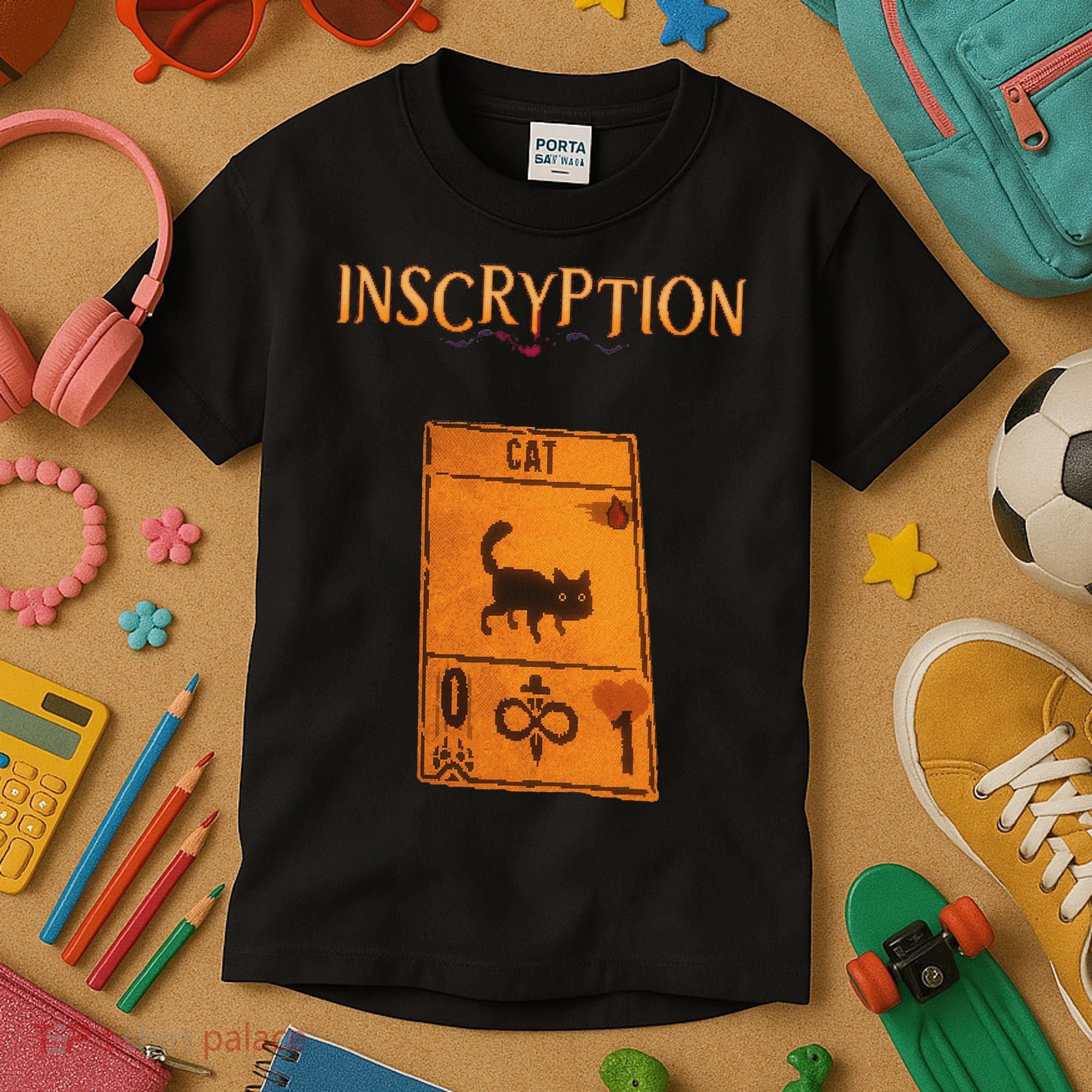 Inscryption Psychological Cat Card Game Halloween Scary Kids T-Shirt