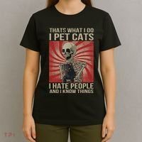 I Pet Cats I Hate People And I Know Things Skeleton Kitty T-Shirt thumb 4