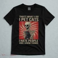 I Pet Cats I Hate People And I Know Things Skeleton Kitty T-Shirt thumb 5
