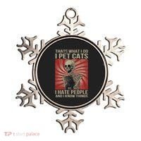 I Pet Cats I Hate People And I Know Things Skeleton Kitty Ornament thumb 0