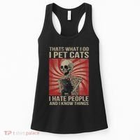 I Pet Cats I Hate People And I Know Things Skeleton Kitty Women's Tank Top thumb 0