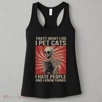 I Pet Cats I Hate People And I Know Things Skeleton Kitty Women's Tank Top thumb 3