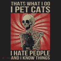 I Pet Cats I Hate People And I Know Things Skeleton Kitty Hat thumb 2