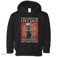 I Pet Cats I Hate People And I Know Things Skeleton Kitty Toddler Hoodie thumb 0