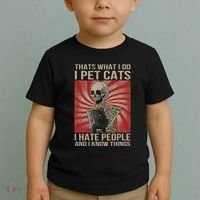 I Pet Cats I Hate People And I Know Things Skeleton Kitty Toddler T-Shirt thumb 2