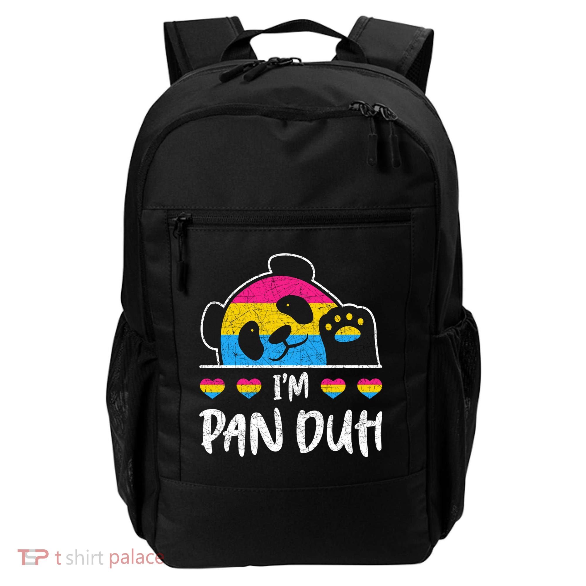 Im Pan Duh Cute Animal Panda Pansexual Flag Queer Pansexual Cute Gift Backpack