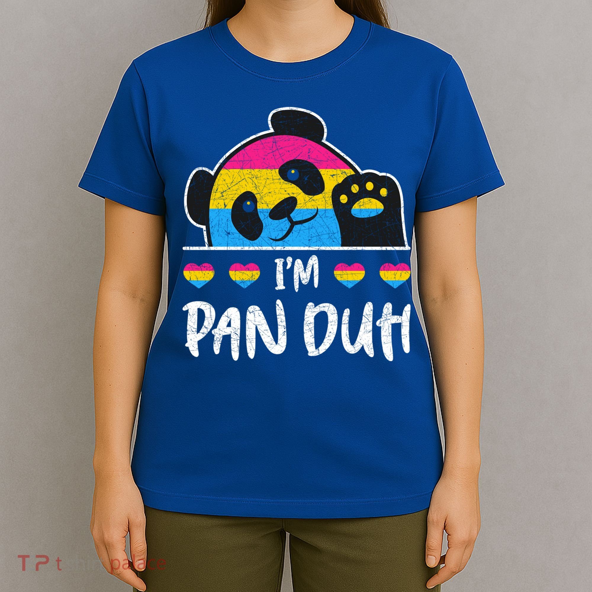 Im Pan Duh Cute Animal Panda Pansexual Flag Queer Pansexual Cute Gift T-Shirt