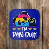 Im Pan Duh Cute Animal Panda Pansexual Flag Queer Pansexual Cute Gift Coaster thumb 0