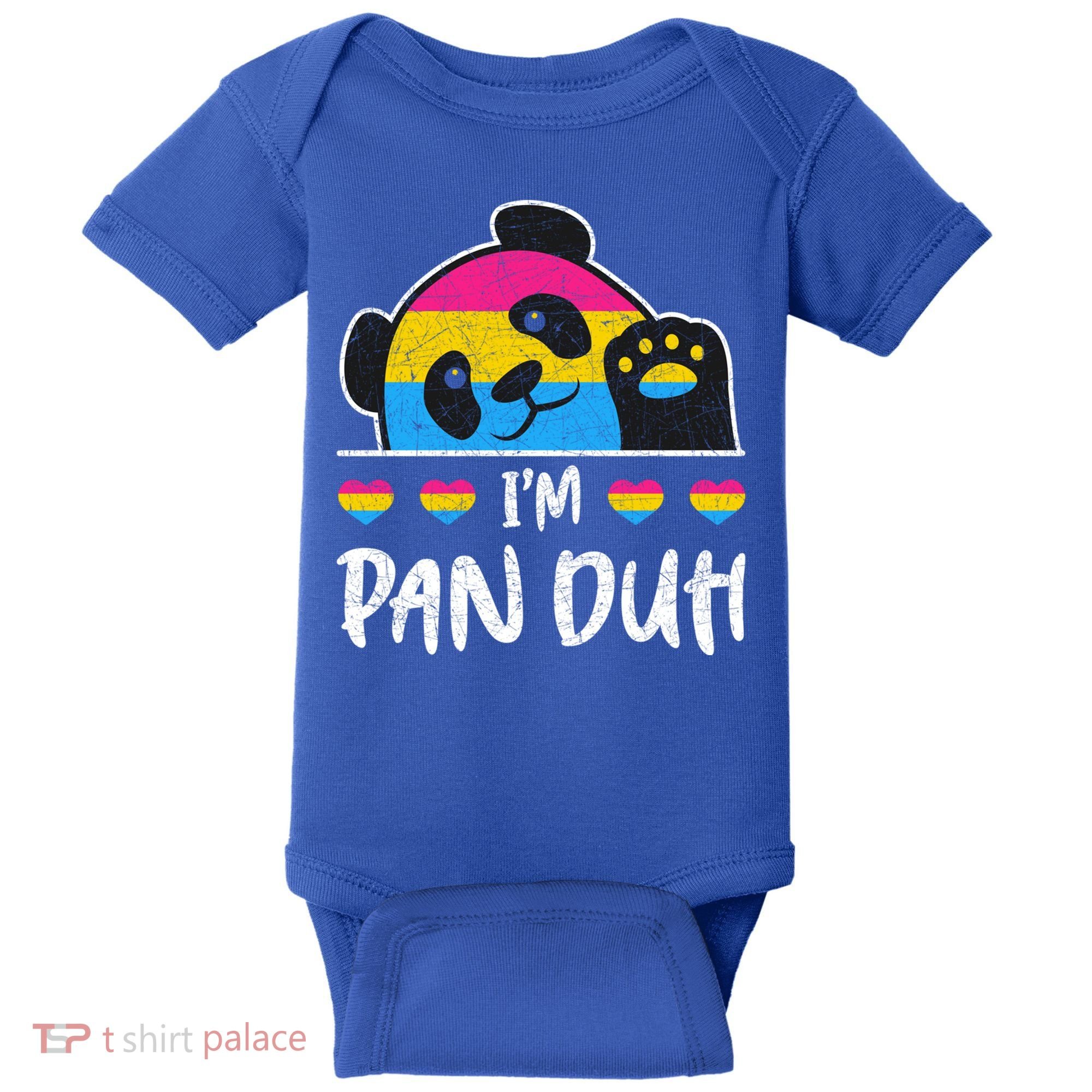 Im Pan Duh Cute Animal Panda Pansexual Flag Queer Pansexual Cute Gift Baby Bodysuit