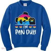 Im Pan Duh Cute Animal Panda Pansexual Flag Queer Pansexual Cute Gift Kids Sweatshirt thumb 0