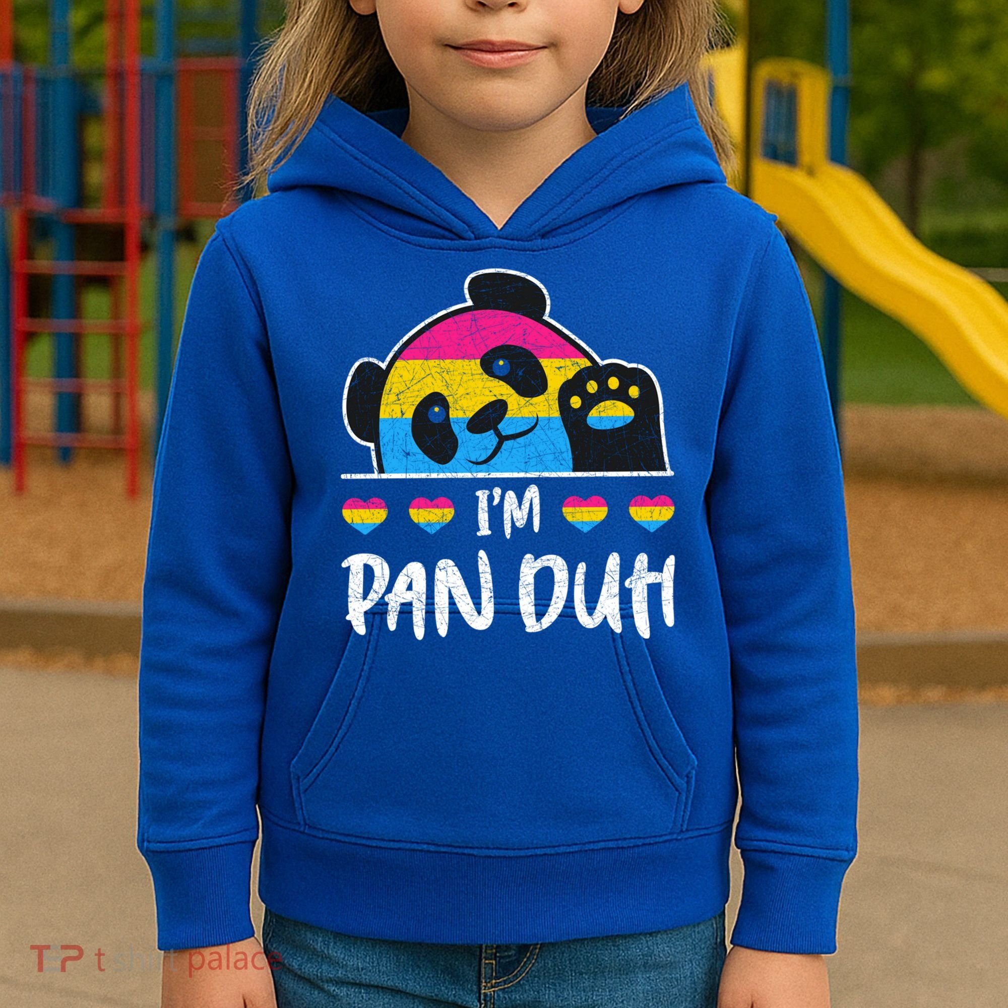 Im Pan Duh Cute Animal Panda Pansexual Flag Queer Pansexual Cute Gift Kids Hoodie