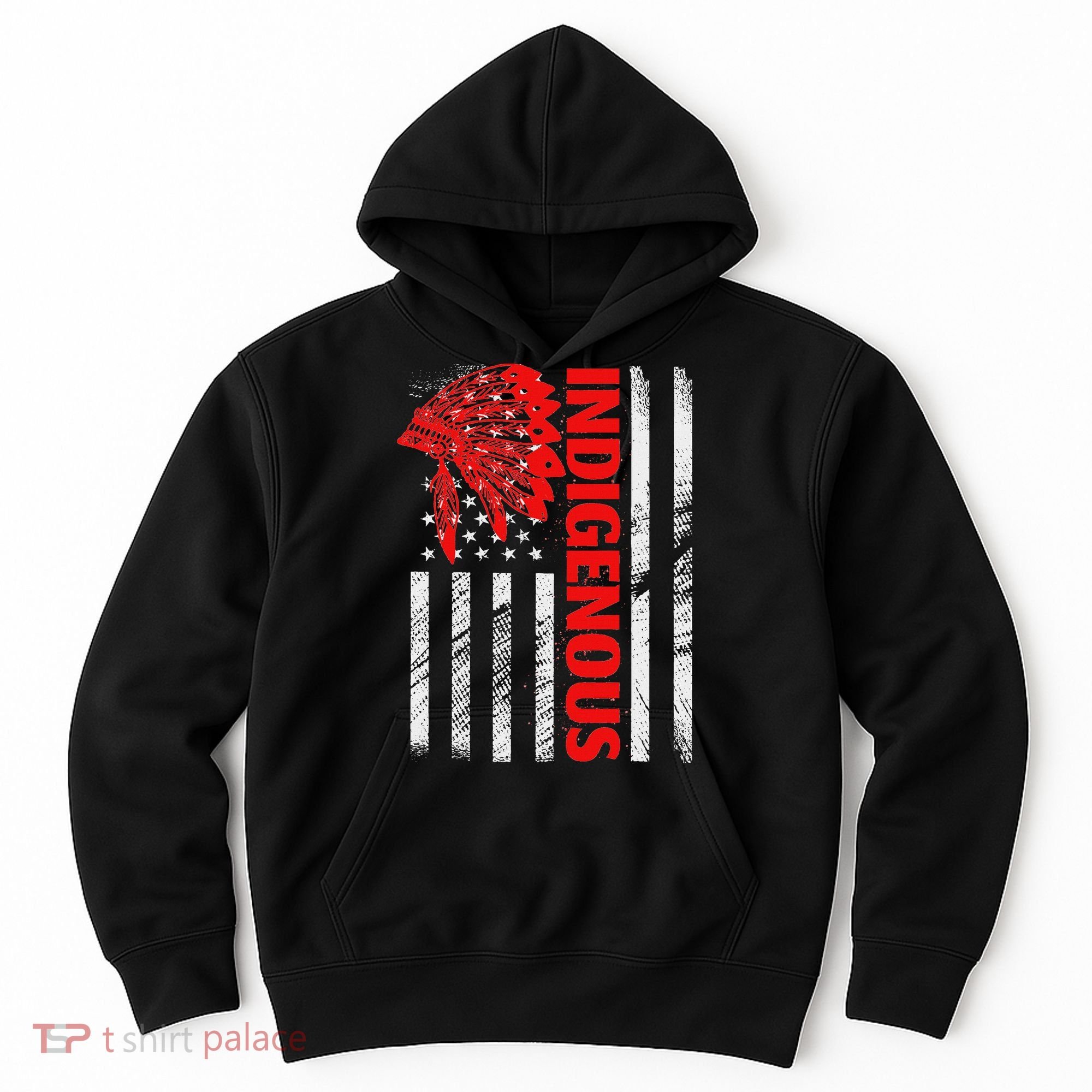 Indigenous Peoples Day Distressed Headdress Usa Flag Hoodie