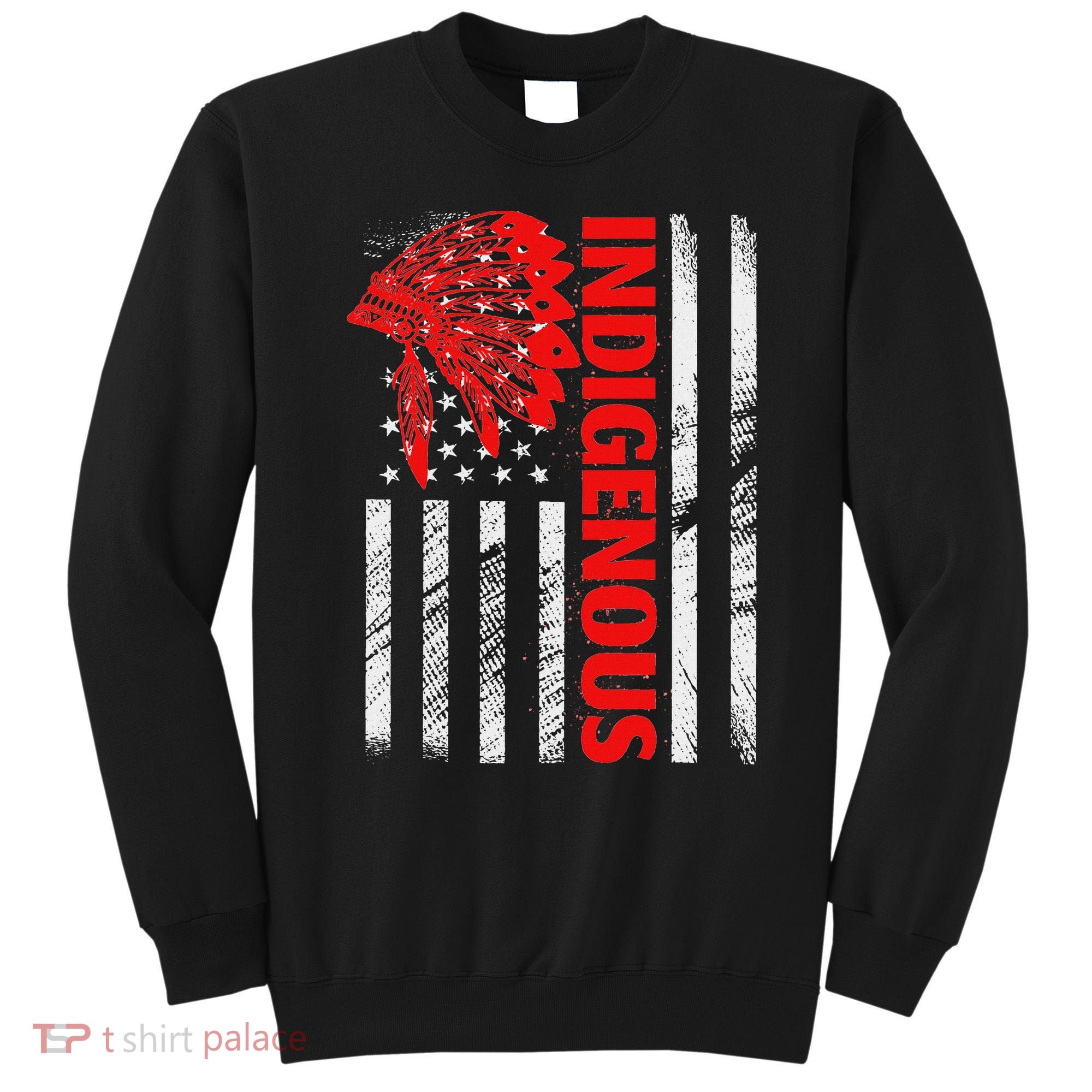 Indigenous Peoples Day Distressed Headdress Usa Flag Sweatshirt