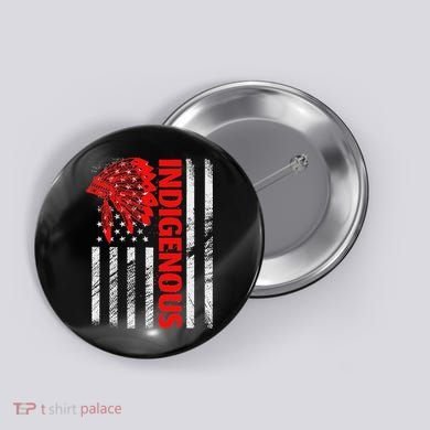 Indigenous Peoples Day Distressed Headdress Usa Flag Button