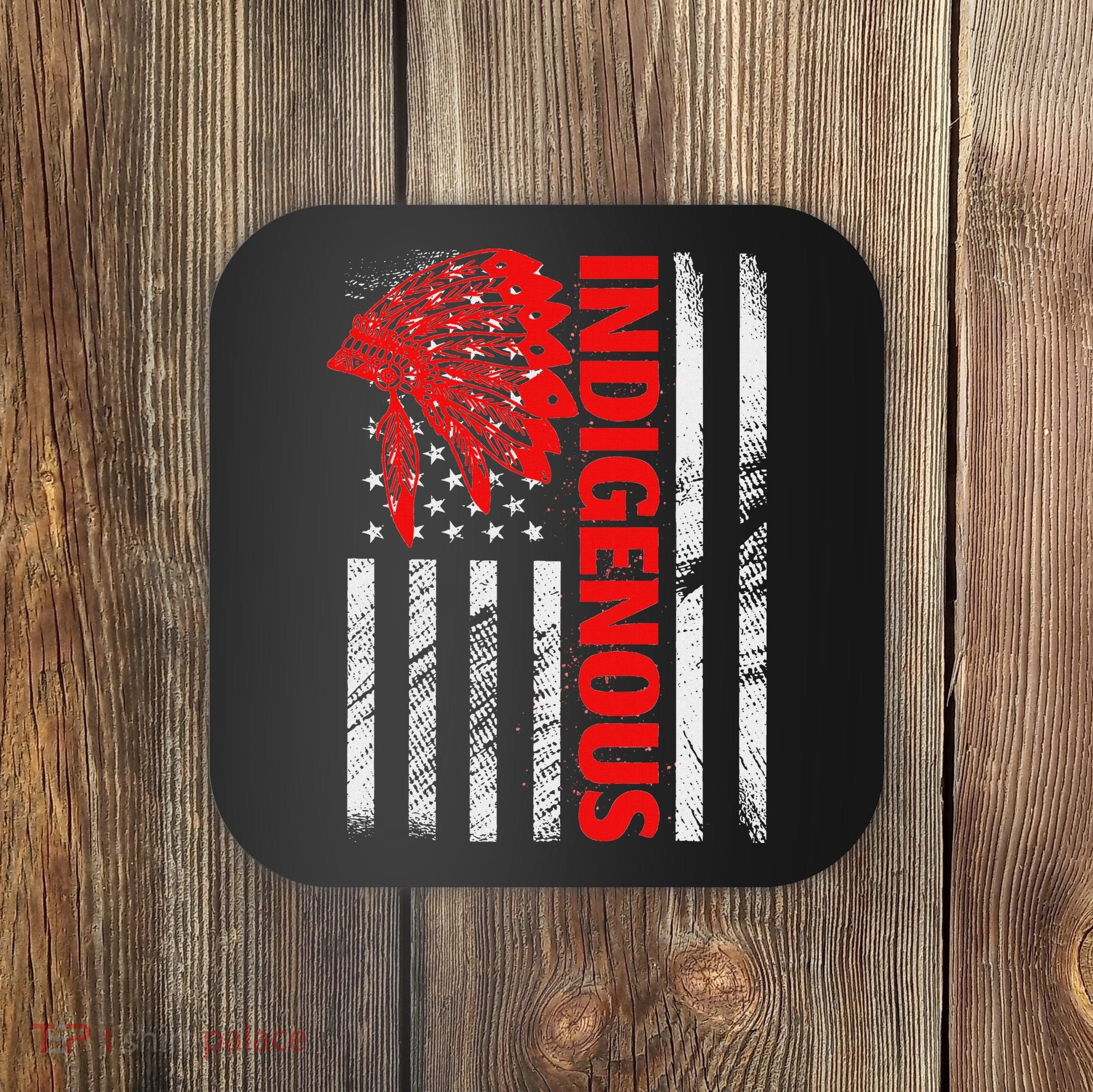 Indigenous Peoples Day Distressed Headdress Usa Flag Coaster