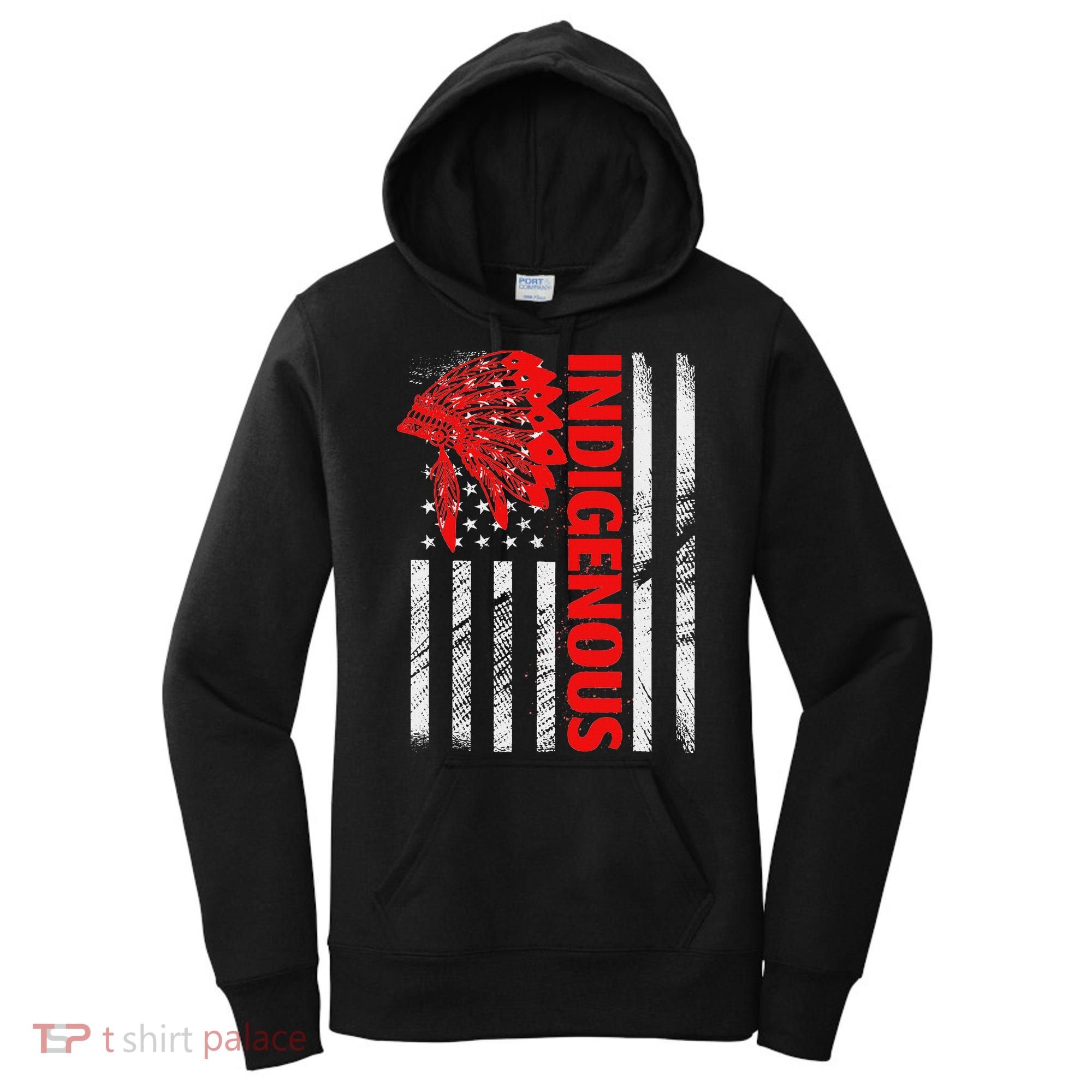 Indigenous Peoples Day Distressed Headdress Usa Flag Women's Hoodie