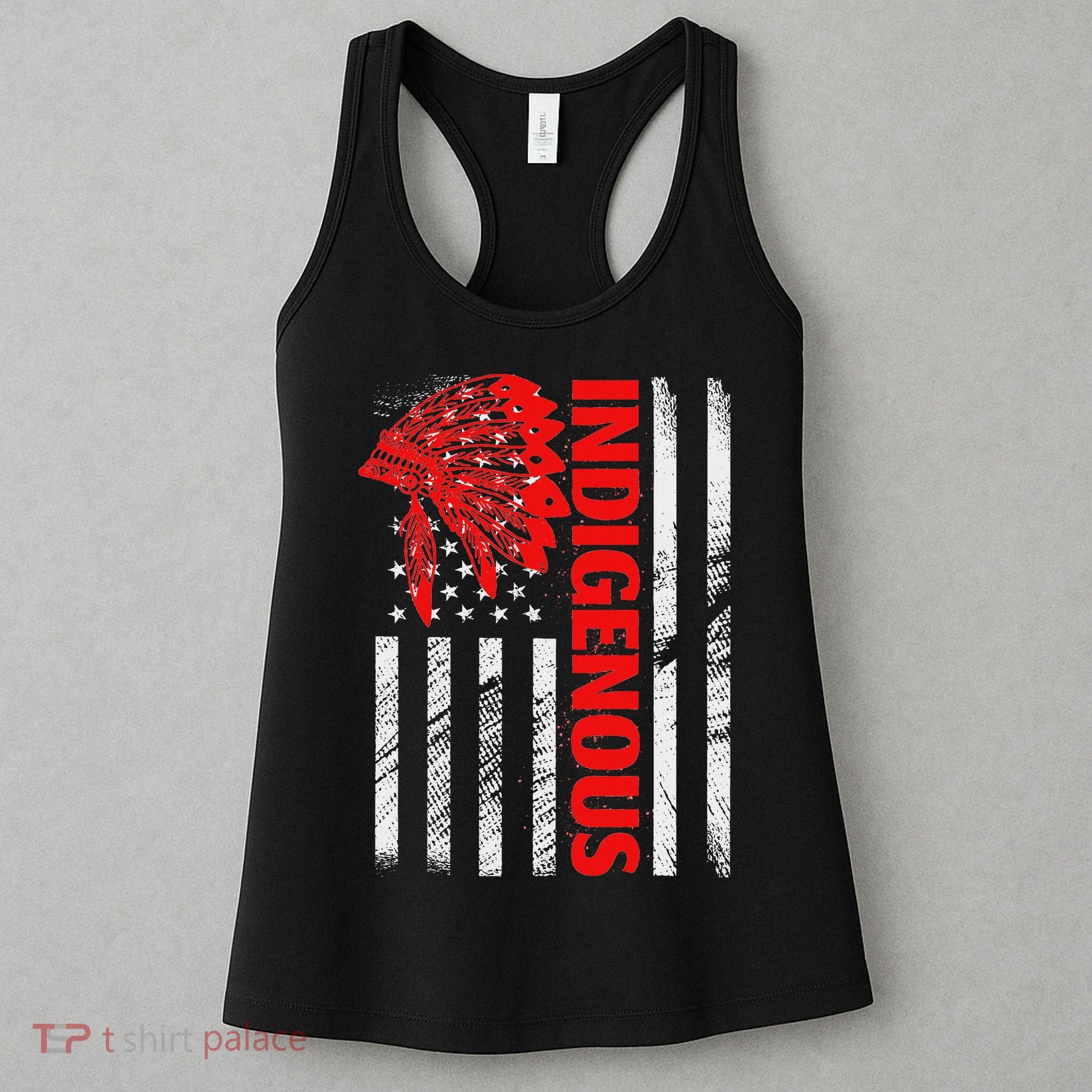 Indigenous Peoples Day Distressed Headdress Usa Flag Women's Tank Top
