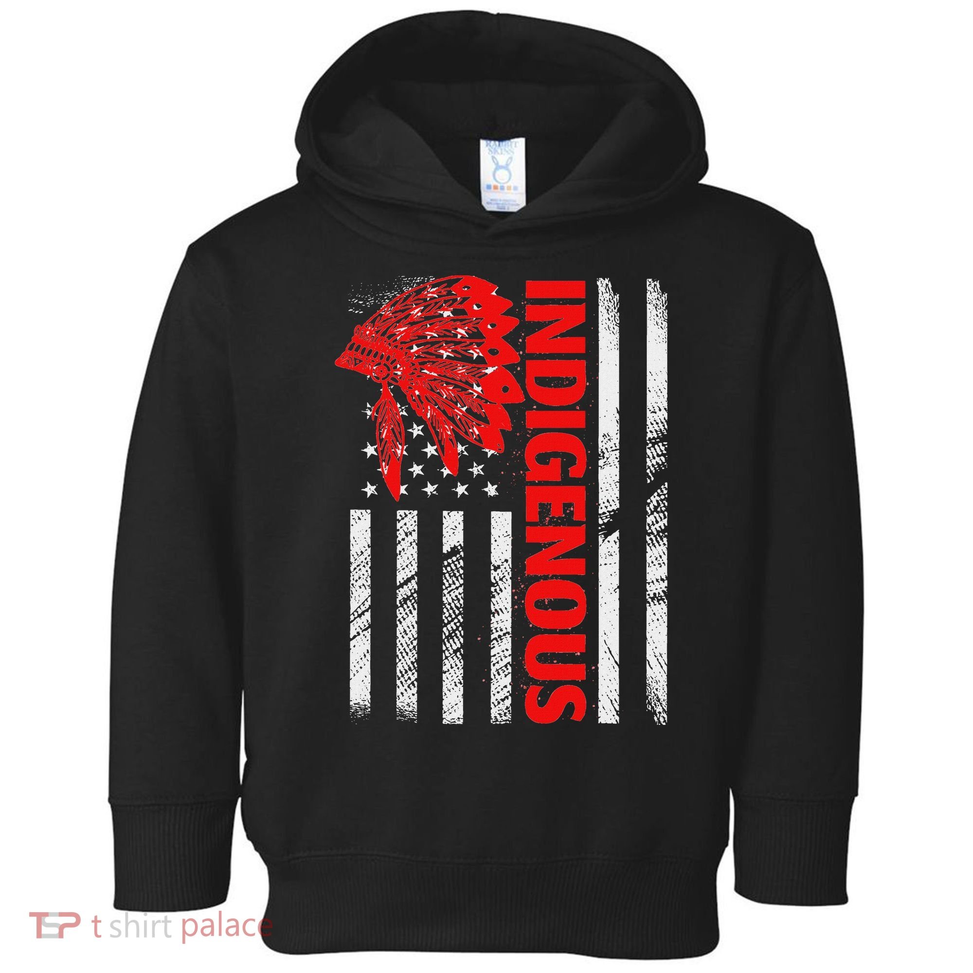Indigenous Peoples Day Distressed Headdress Usa Flag Toddler Hoodie
