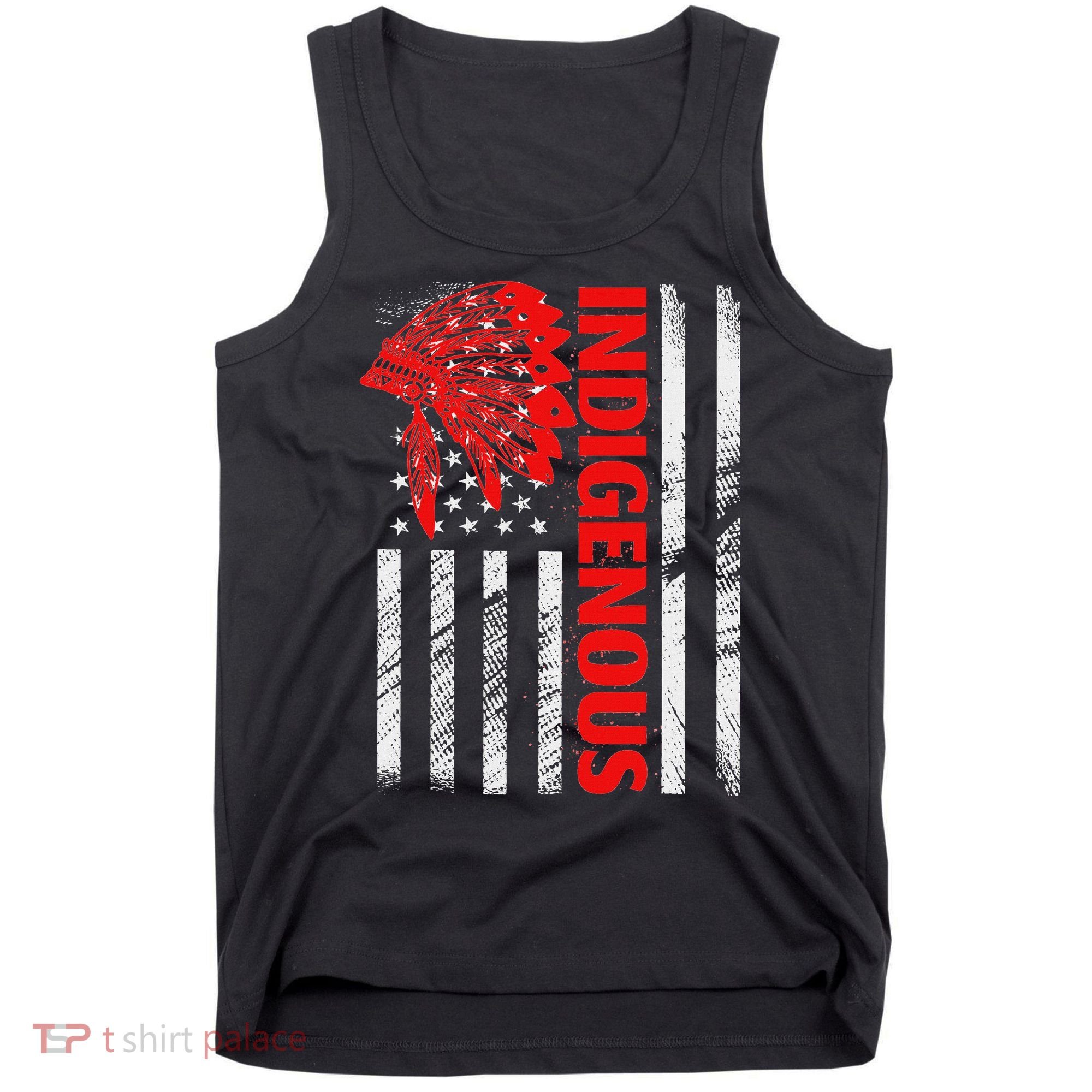 Indigenous Peoples Day Distressed Headdress Usa Flag Tank Top