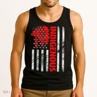 Indigenous Peoples Day Distressed Headdress Usa Flag Tank Top thumb 3