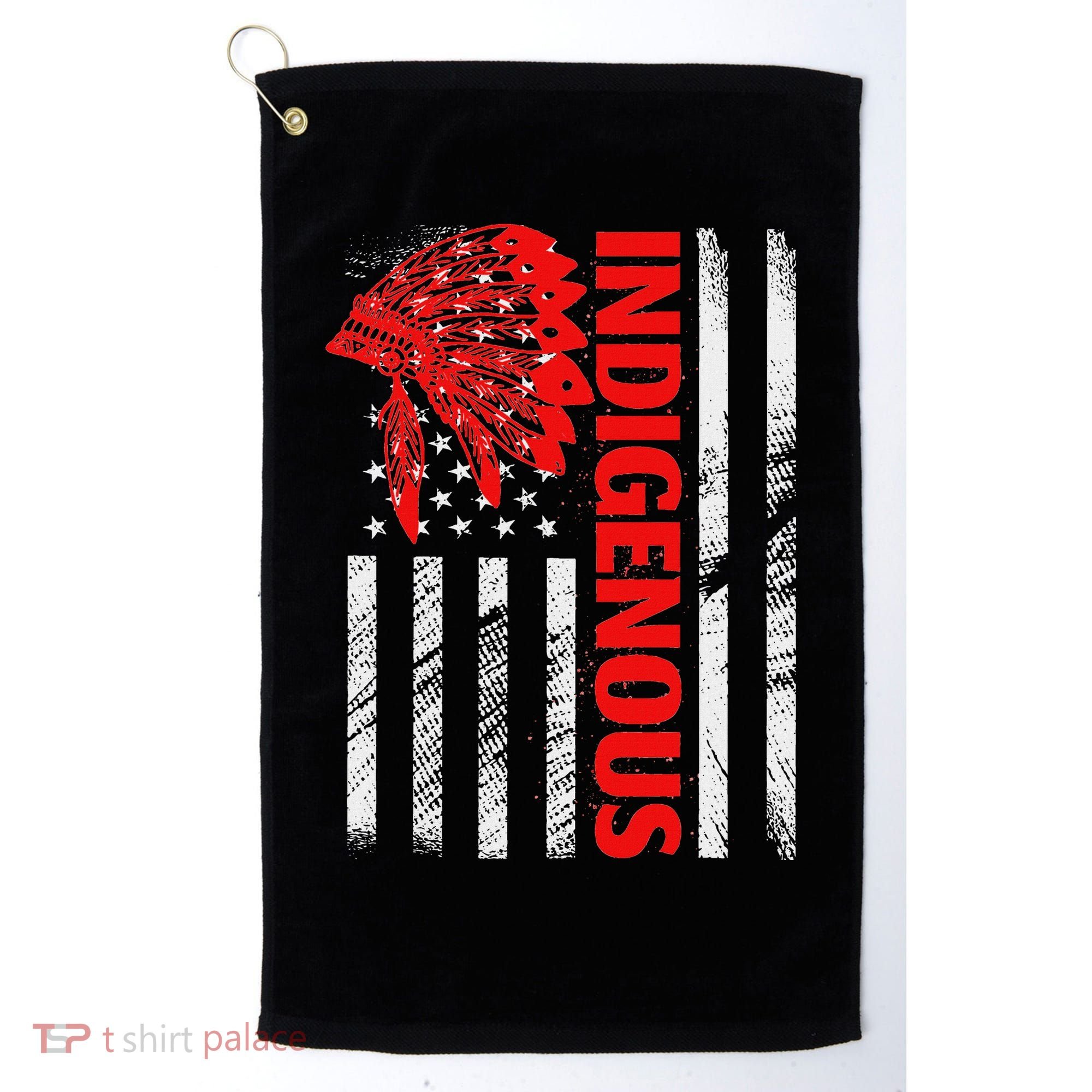 Indigenous Peoples Day Distressed Headdress Usa Flag Golf Towel