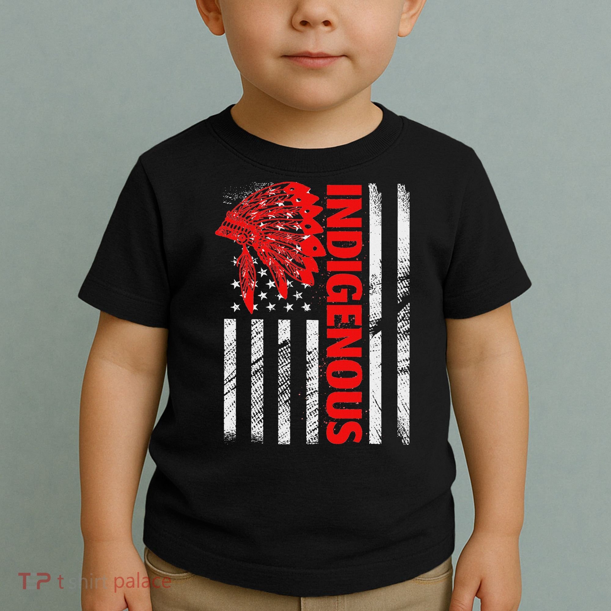 Indigenous Peoples Day Distressed Headdress Usa Flag Toddler T-Shirt