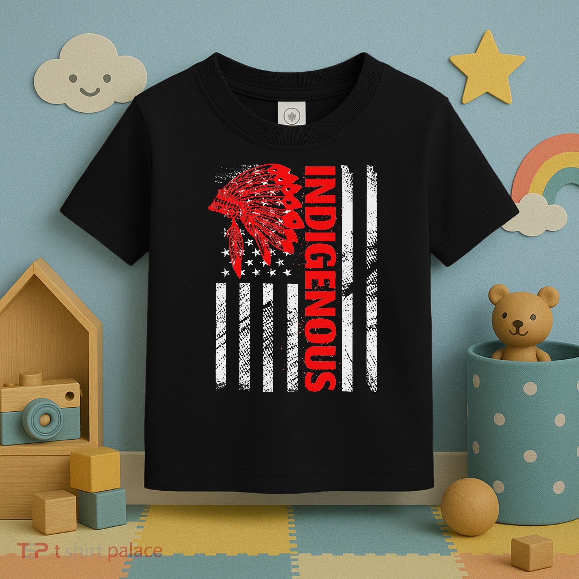 Indigenous Peoples Day Distressed Headdress Usa Flag Toddler T-Shirt