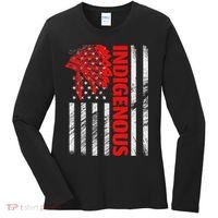Indigenous Peoples Day Distressed Headdress Usa Flag Women's Long Sleeve Shirt thumb 0