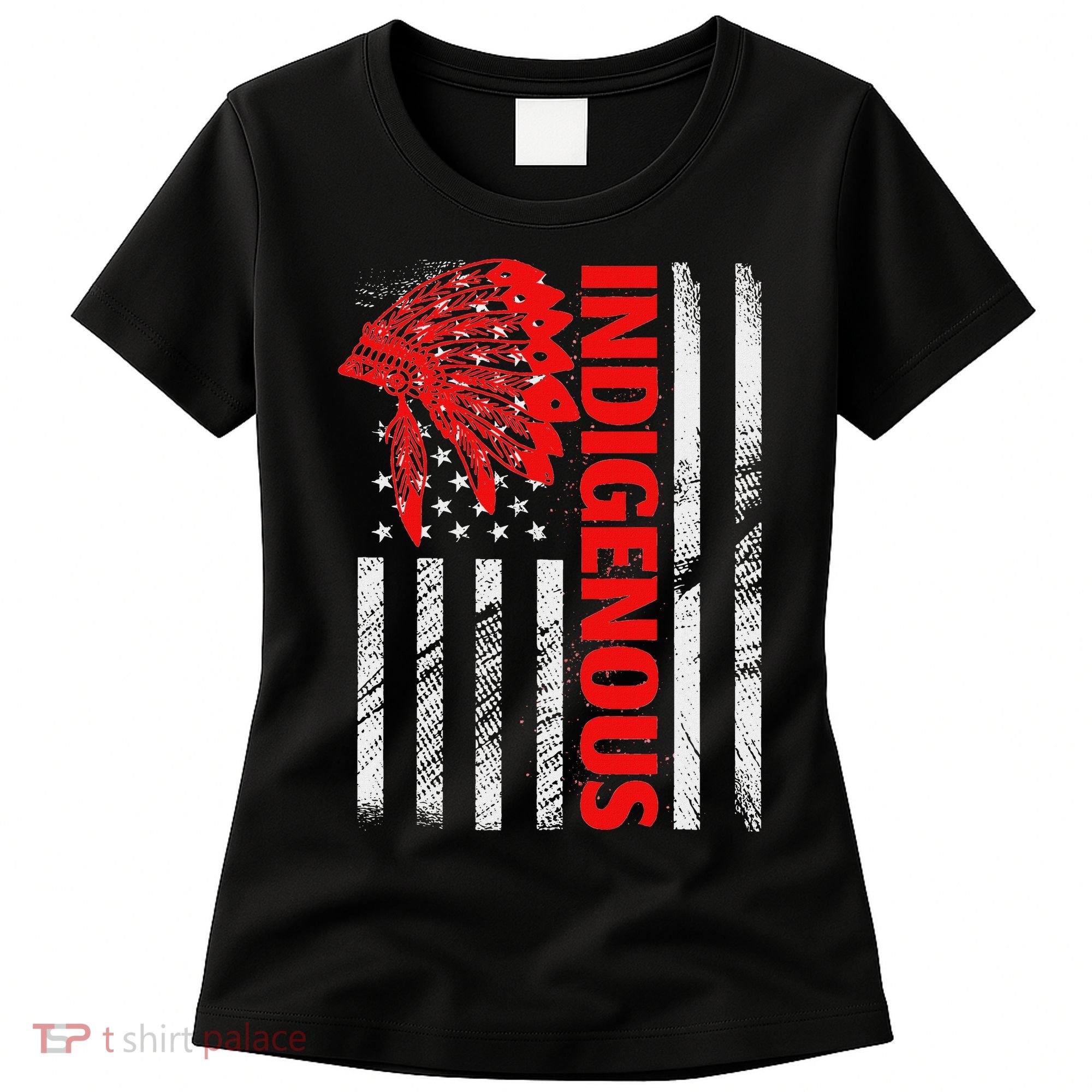 Indigenous Peoples Day Distressed Headdress Usa Flag Women's T-Shirt